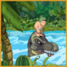 Swimming on a dino's back. Trophy